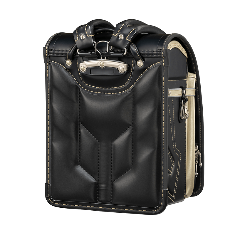 フィットちゃんランドセルハンサムボーイ楽ッション(クロ×メタルグレー)安ピカッタイプ＋楽ッション