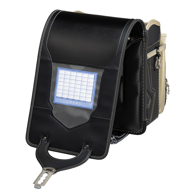 フィットちゃんランドセルハンサムボーイ楽ッション(クロ×メタルグレー)安ピカッタイプ＋楽ッション