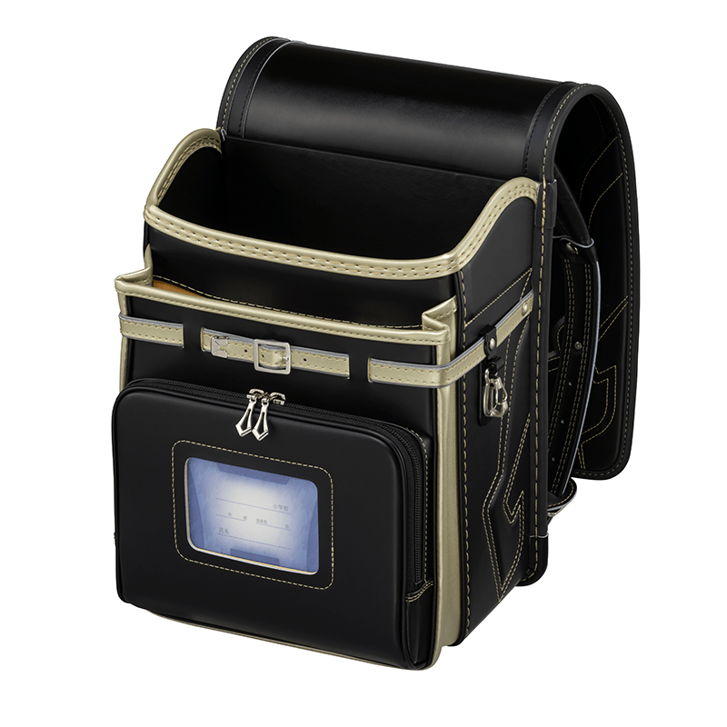 フィットちゃんランドセルハンサムボーイ楽ッション(クロ×メタルグレー)安ピカッタイプ＋楽ッション