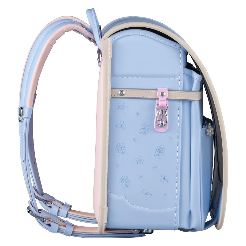フィットちゃんランドセルシュシュ・フローラ(ペールブルー×ベージュ)安ピカッタイプ+楽ッション+軽量
