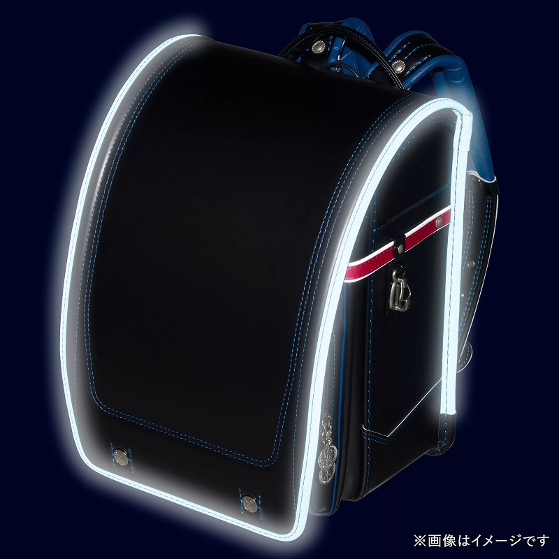 フィットちゃんランドセルアスリートボーイ楽ッション(クロ×レッド/背ブルー)安ピカッタイプ＋楽ッション