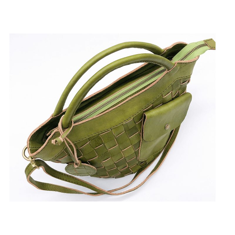 zucchero filato（ズッケロフィラート）本革ハンドバッググリーン