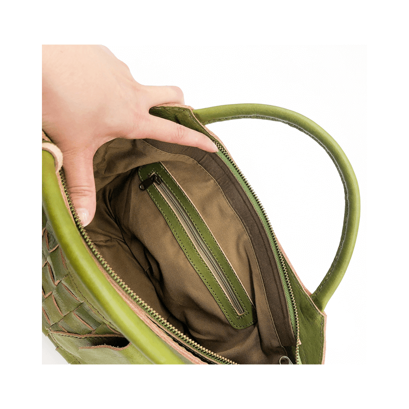 zucchero filato（ズッケロフィラート）本革ハンドバッググリーン