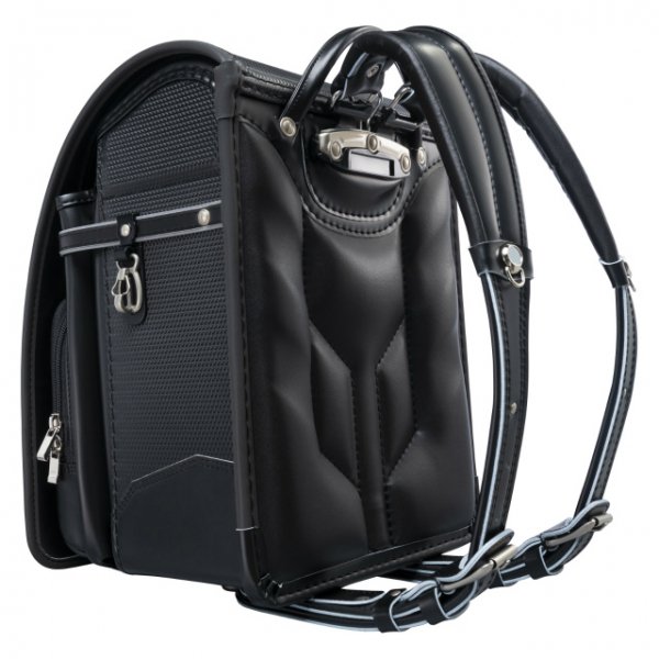 フィットちゃんランドセルカーボンロック(クロ×メタルグレー)安ピカッタイプ＋楽ッション