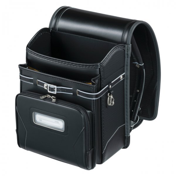 フィットちゃんランドセルカーボンロック(クロ×メタルグレー)安ピカッタイプ＋楽ッション