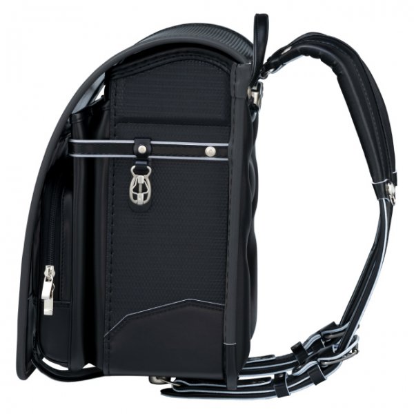 フィットちゃんランドセルカーボンロック(クロ×メタルグレー)安ピカッタイプ＋楽ッション