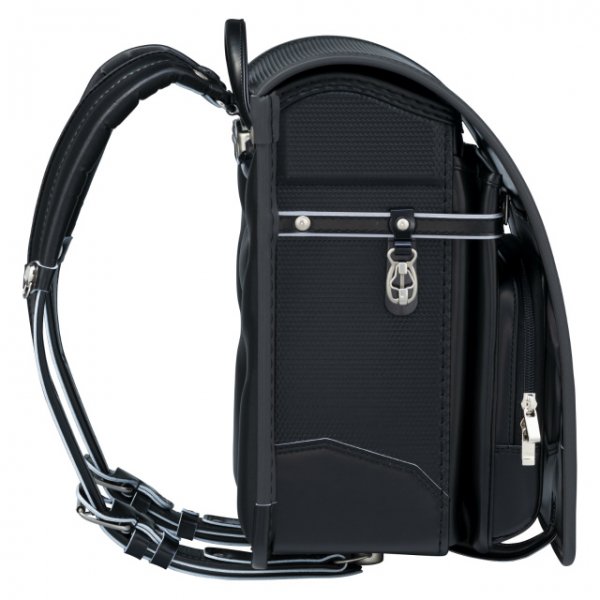 フィットちゃんランドセルカーボンロック(クロ×メタルグレー)安ピカッタイプ＋楽ッション