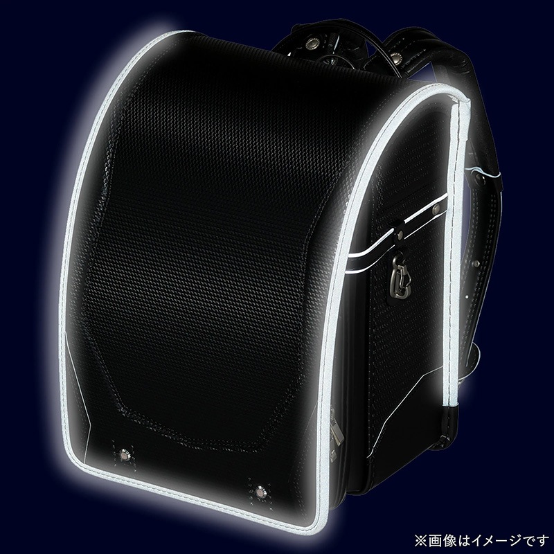 フィットちゃんランドセルカーボンロック(クロ×メタルグレー)安ピカッタイプ＋楽ッション