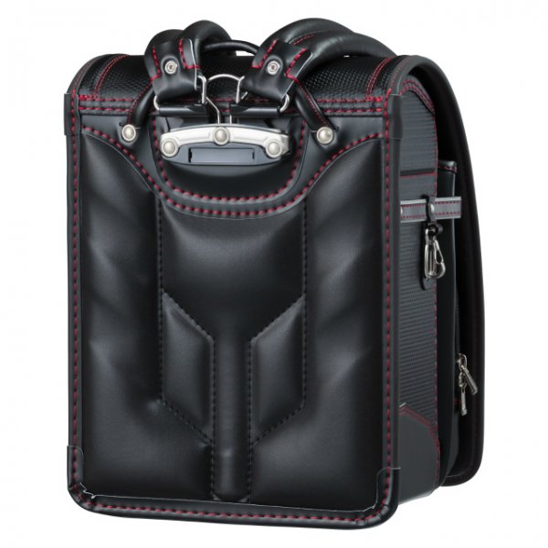 フィットちゃんランドセルカーボンロック(クロ×アカステッチ)安ピカッタイプ＋楽ッション　