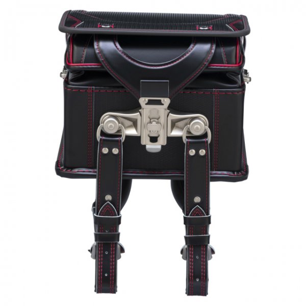 フィットちゃんランドセルカーボンロック(クロ×アカステッチ)安ピカッタイプ＋楽ッション　