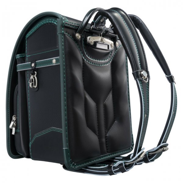 フィットちゃんランドセルカーボンロック(クロ×グリーン)安ピカッ