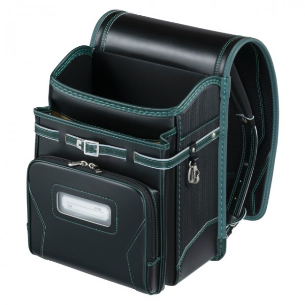 フィットちゃんランドセルカーボンロック(クロ×グリーン)安ピカッ