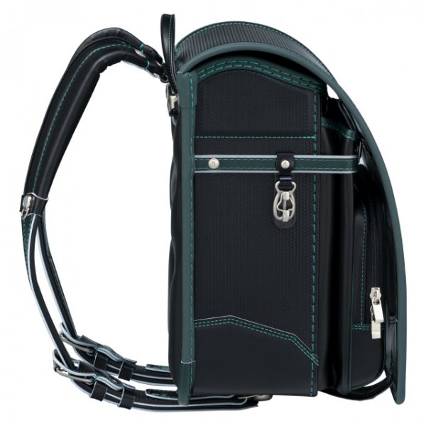 フィットちゃんランドセルカーボンロック(クロ×グリーン)安ピカッ