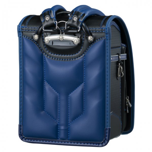 フィットちゃんランドセルカーボンロック(クロ×マリン)安ピカッタイプ＋楽ッション　