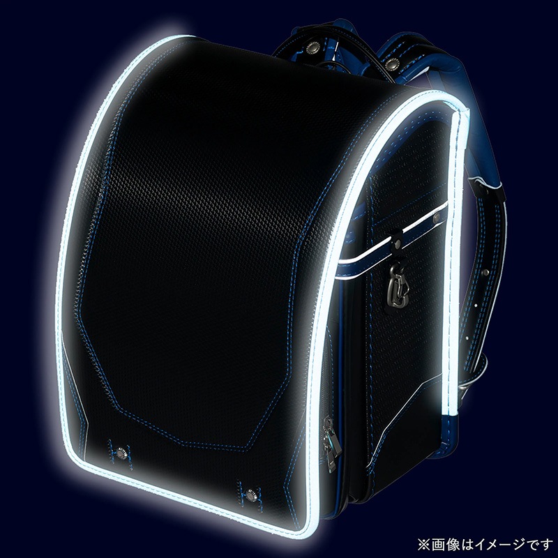 フィットちゃんランドセルカーボンロック(クロ×マリン)安ピカッタイプ＋楽ッション　