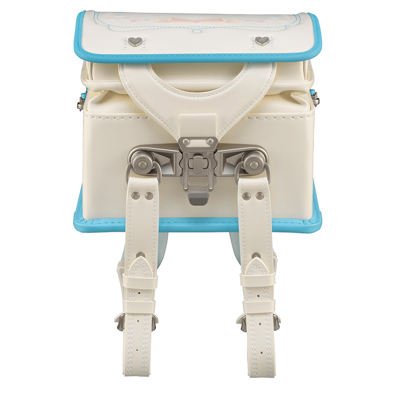 フィットちゃんランドセルパステルガール(プラチナホワイト×アクア)安ピカッタイプ＋楽ッション