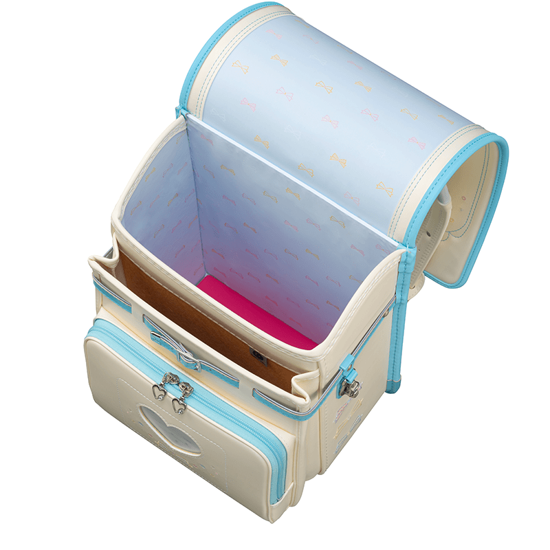 フィットちゃんランドセルパステルガール(プラチナホワイト×アクア)安ピカッタイプ＋楽ッション