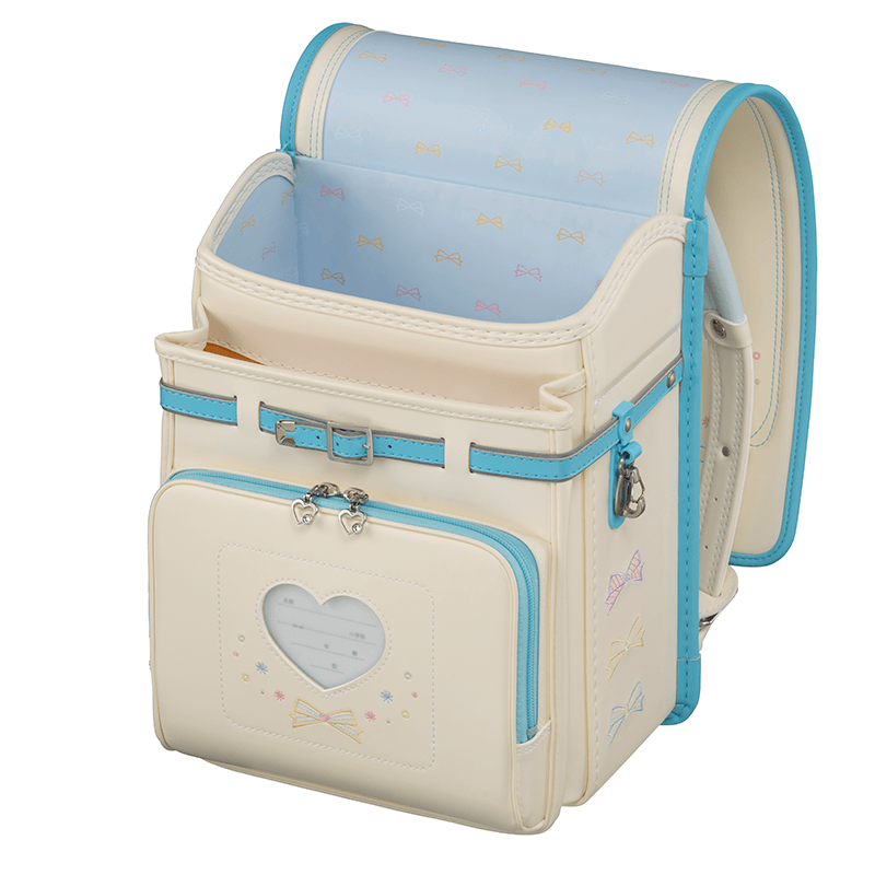 フィットちゃんランドセルパステルガール(プラチナホワイト×アクア)安ピカッタイプ＋楽ッション