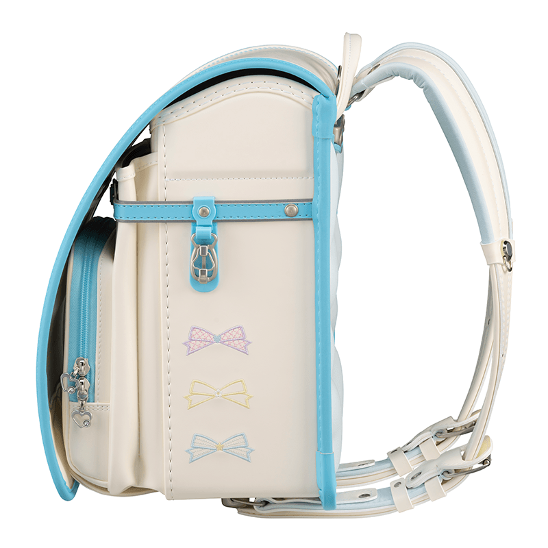 フィットちゃんランドセルパステルガール(プラチナホワイト×アクア)安ピカッタイプ＋楽ッション