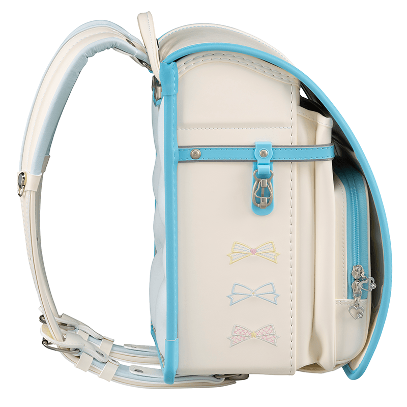 フィットちゃんランドセルパステルガール(プラチナホワイト×アクア)安ピカッタイプ＋楽ッション