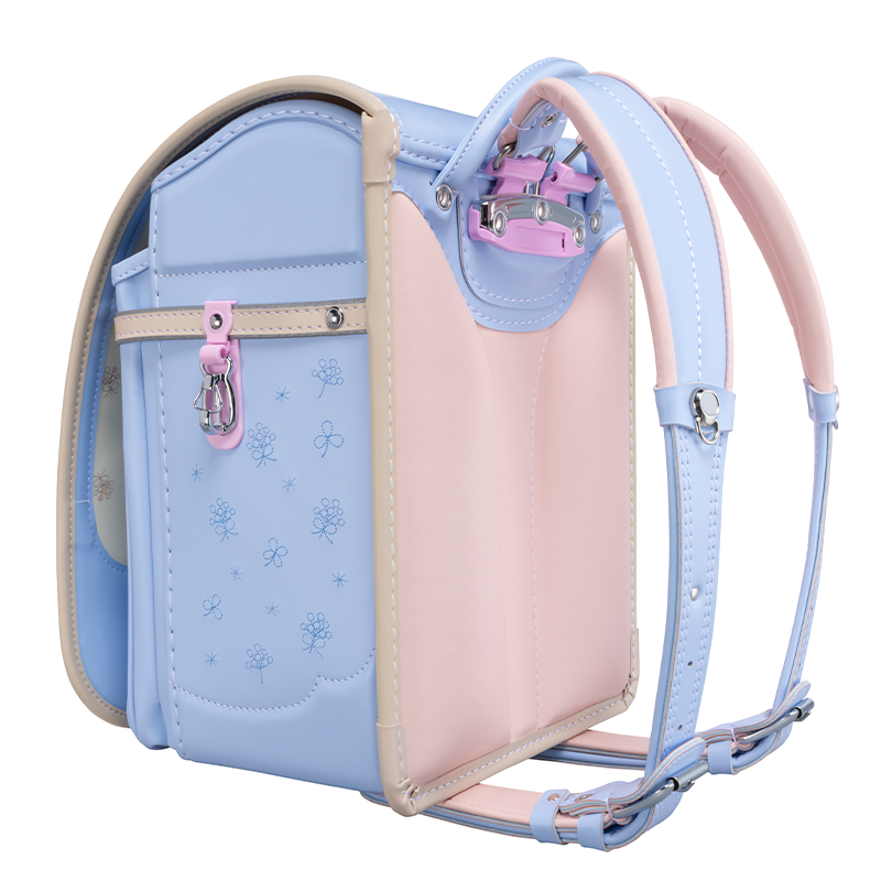 フィットちゃんランドセル シュシュ・フローラ(ペールブルー×ベージュ)安ピカッタイプ+楽ッション+ワイドタイプ