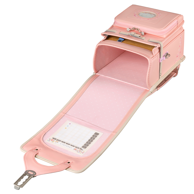 フィットちゃんランドセルプティガール(ペールピンク×ベージュ)安ピカッタイプ＋楽ッション　