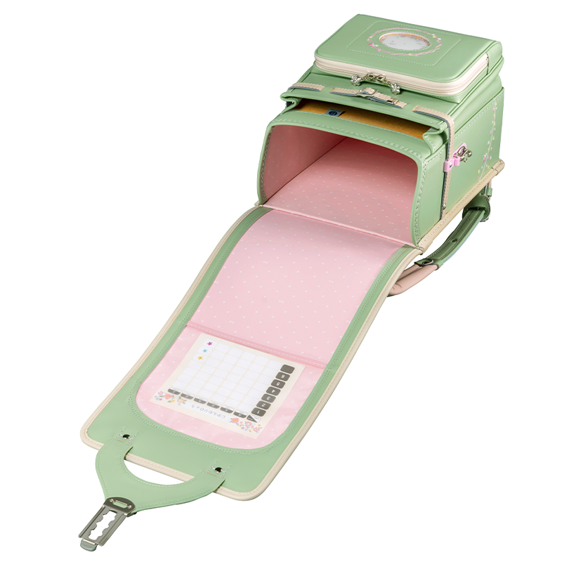 フィットちゃんランドセルプティガール(ピスタチオグリーン×ベージュ)安ピカッタイプ＋楽ッション　