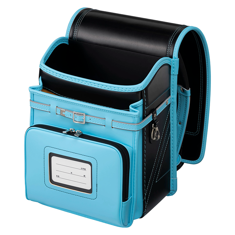 フィットちゃんランドセル ストリートファイン(クロ×アクア)安ピカッタイプ+楽ッション