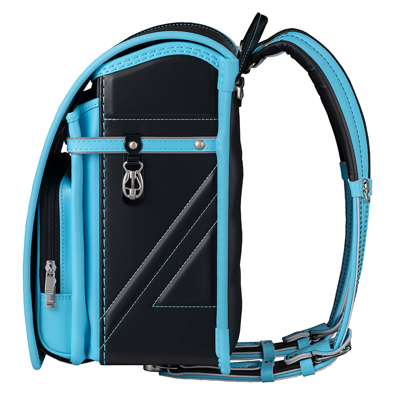 フィットちゃんランドセル ストリートファイン(クロ×アクア)安ピカッタイプ+楽ッション