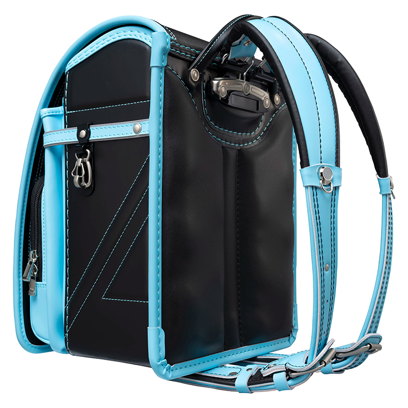 フィットちゃんランドセル ストリートファイン(クロ×アクア)安ピカッタイプ+楽ッション