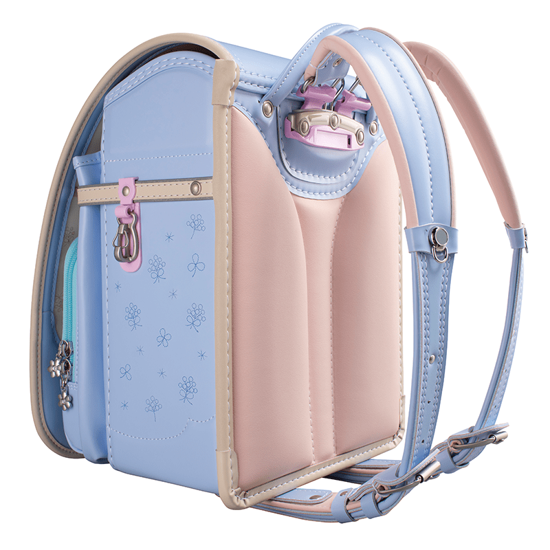 フィットちゃんランドセルシュシュ・フローラ(ぺールブルー×ベージュ)安ピカッタイプ+楽ッション