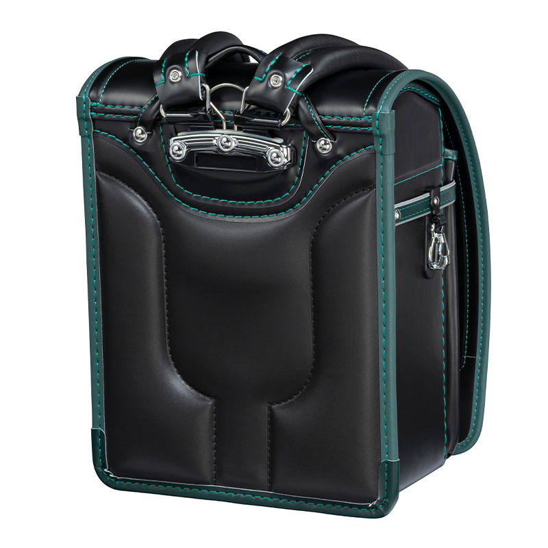 フィットちゃんランドセル アレモ(クロ×グリーン)安ピカッタイプ+楽ッション軽量タイプ