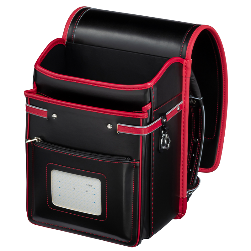 フィットちゃんランドセル アレモ(クロ×レッド)安ピカッタイプ+楽ッション軽量タイプ