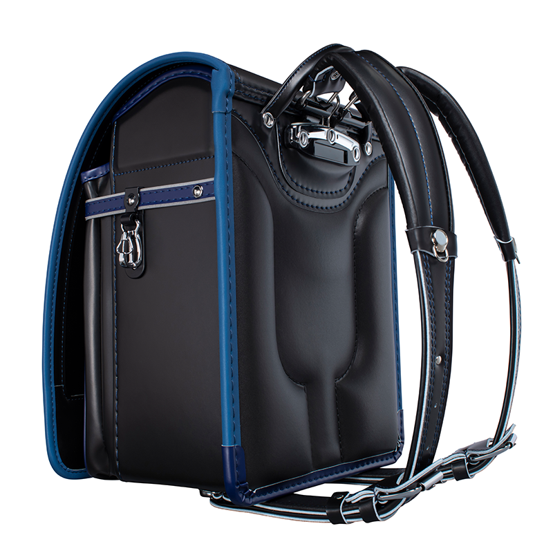 フィットちゃんランドセル アレモ(クロ×マリン)安ピカッタイプ+楽ッション軽量タイプ