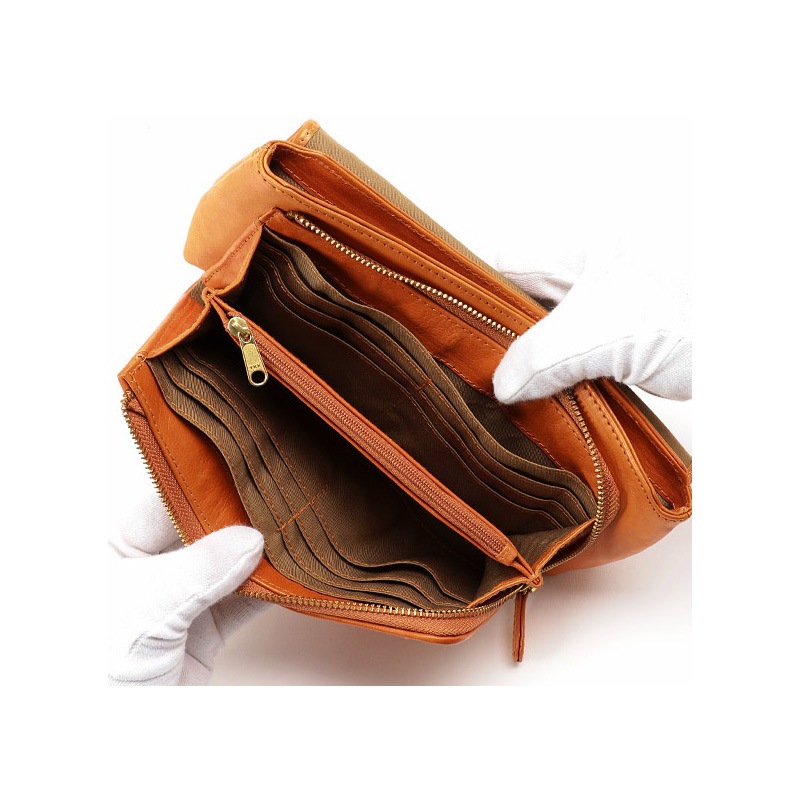 zucchero filato（ズッケロフィラート）本革お財布ショルダーバッグカブセブラウン