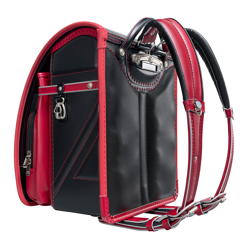 フィットちゃんランドセル ストリートファイン(クロ×レッド)安ピカッタイプ+楽ッション