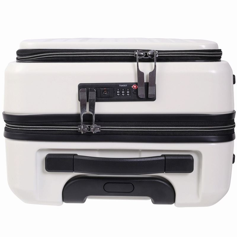 Dimitra　スーツケース　ADIM-FO　Sサイズ　ブラック　クリーム　38リットル　機内持ち込み　キャリーケース　フロントオープン　静音キャスター　TSAダイヤル式ロック