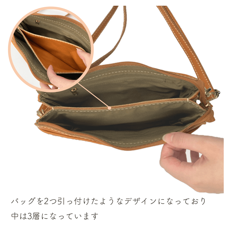 zucchero filato（ズッケロフィラート）本革2wayショルダーバッグ