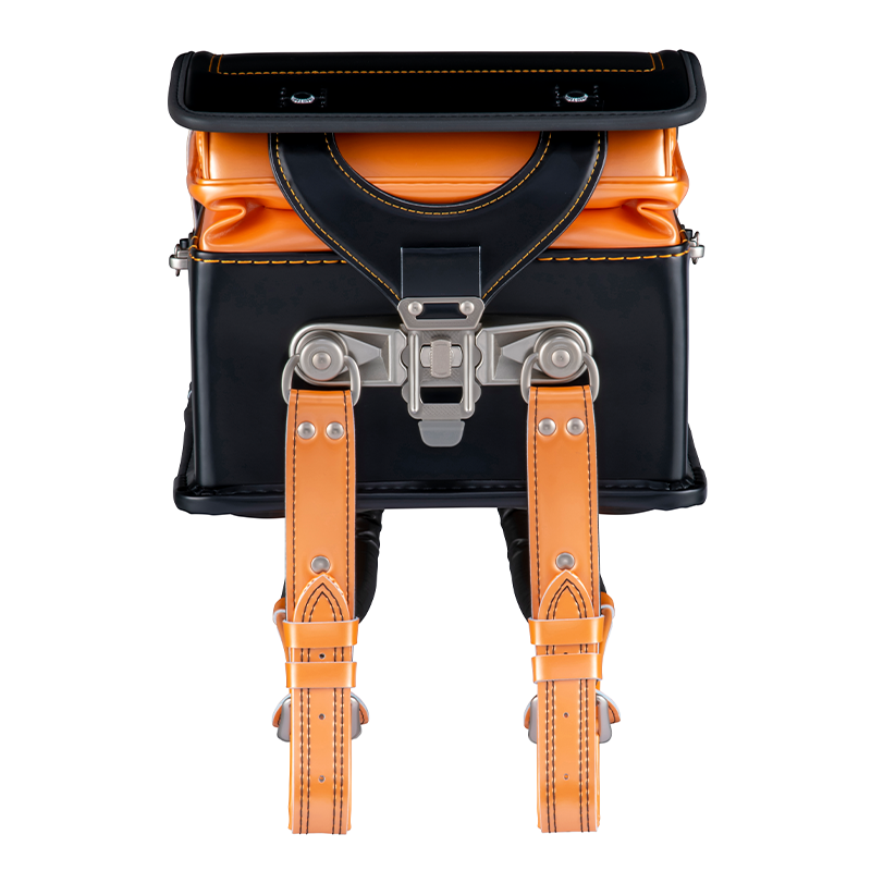 フィットちゃんランドセル ストリートファイン(クロ×パールオレンジ)安ピカッタイプ+楽ッション