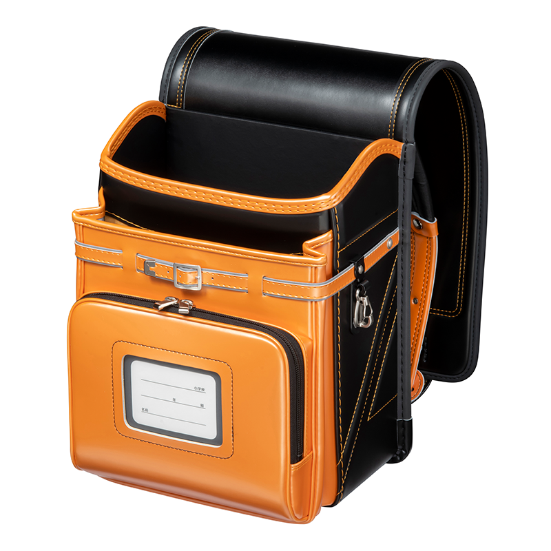 フィットちゃんランドセル ストリートファイン(クロ×パールオレンジ)安