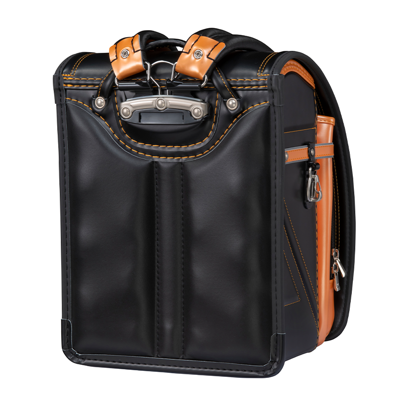 フィットちゃんランドセル ストリートファイン(クロ×パールオレンジ)安ピカッタイプ+楽ッション