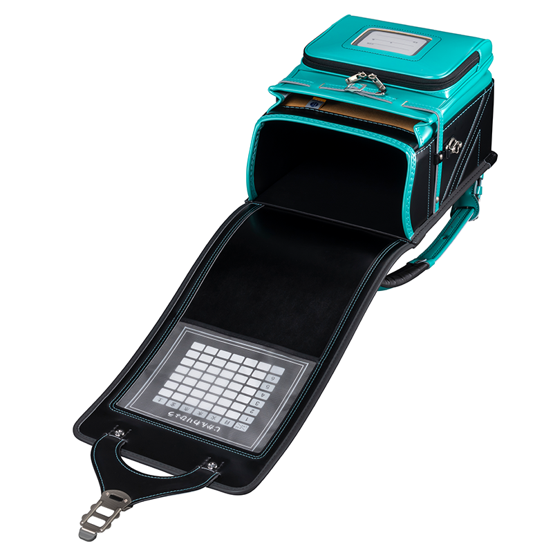 フィットちゃんランドセル ストリートファイン(クロ×パールエメラルド)安ピカッタイプ+楽ッション