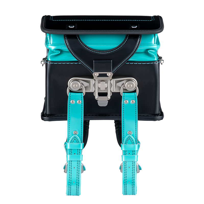 フィットちゃんランドセル ストリートファイン(クロ×パールエメラルド)安ピカッタイプ+楽ッション