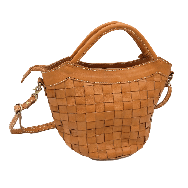 zucchero filato（ズッケロフィラート）本革ハンドバッグブラウン