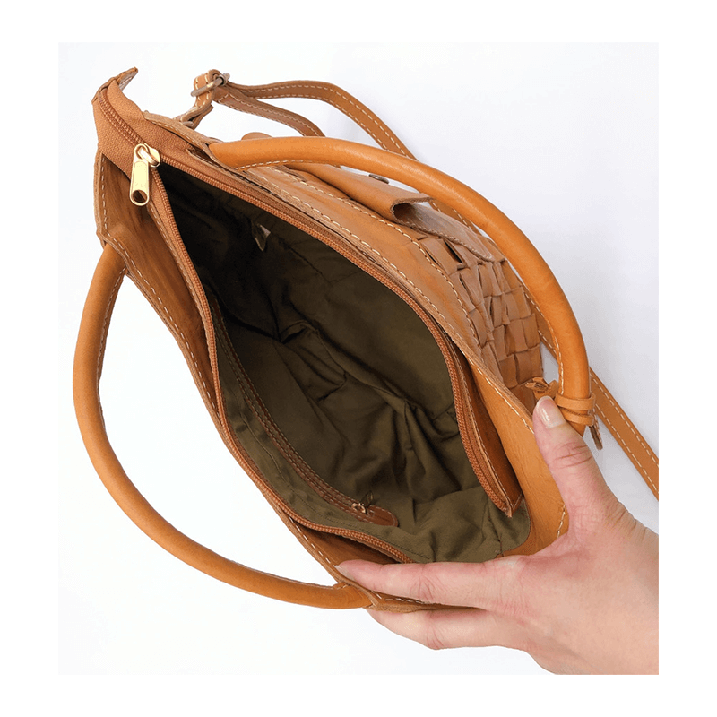 zucchero filato（ズッケロフィラート）本革ハンドバッグブラウン