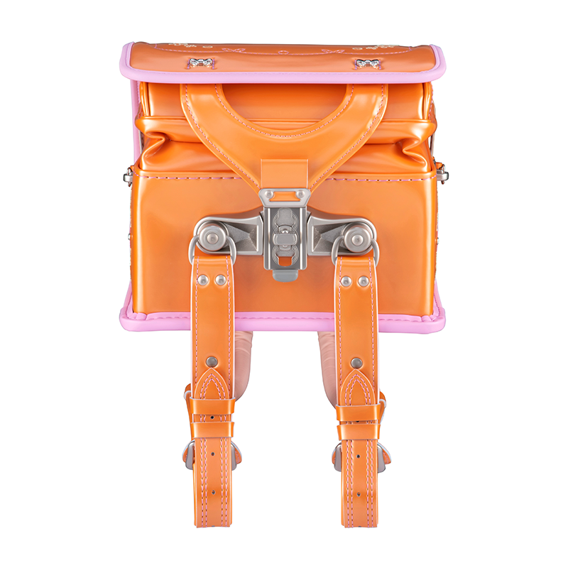 フィットちゃんランドセルプラチナフラワー(パールオレンジ×ベビーピンク)安ピカッタイプ+楽ッション