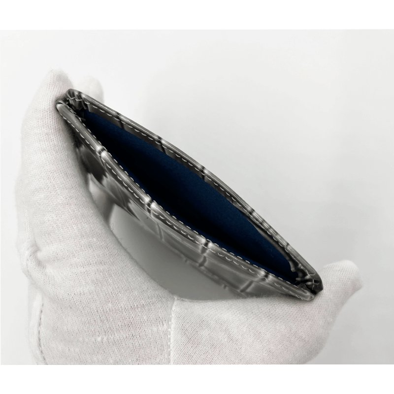 VIA DOAN（ヴィアドアン）ラックスクロコエナメル型押し小銭入れグレー