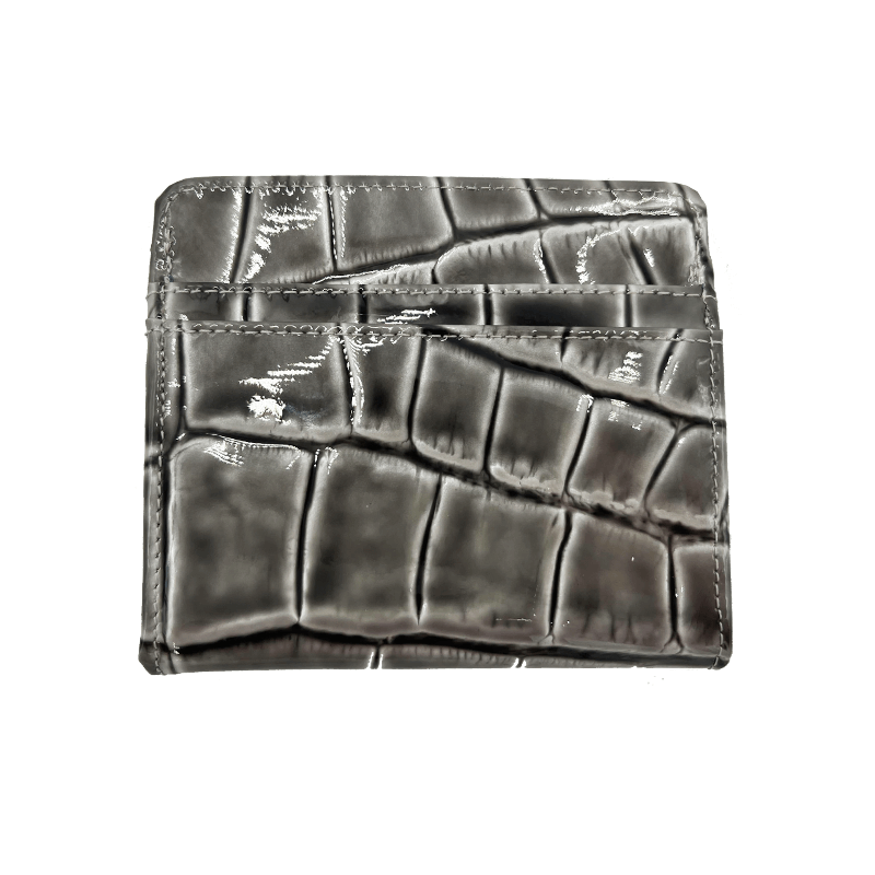 VIA DOAN（ヴィアドアン）ラックスクロコエナメル型押し小銭入れグレー