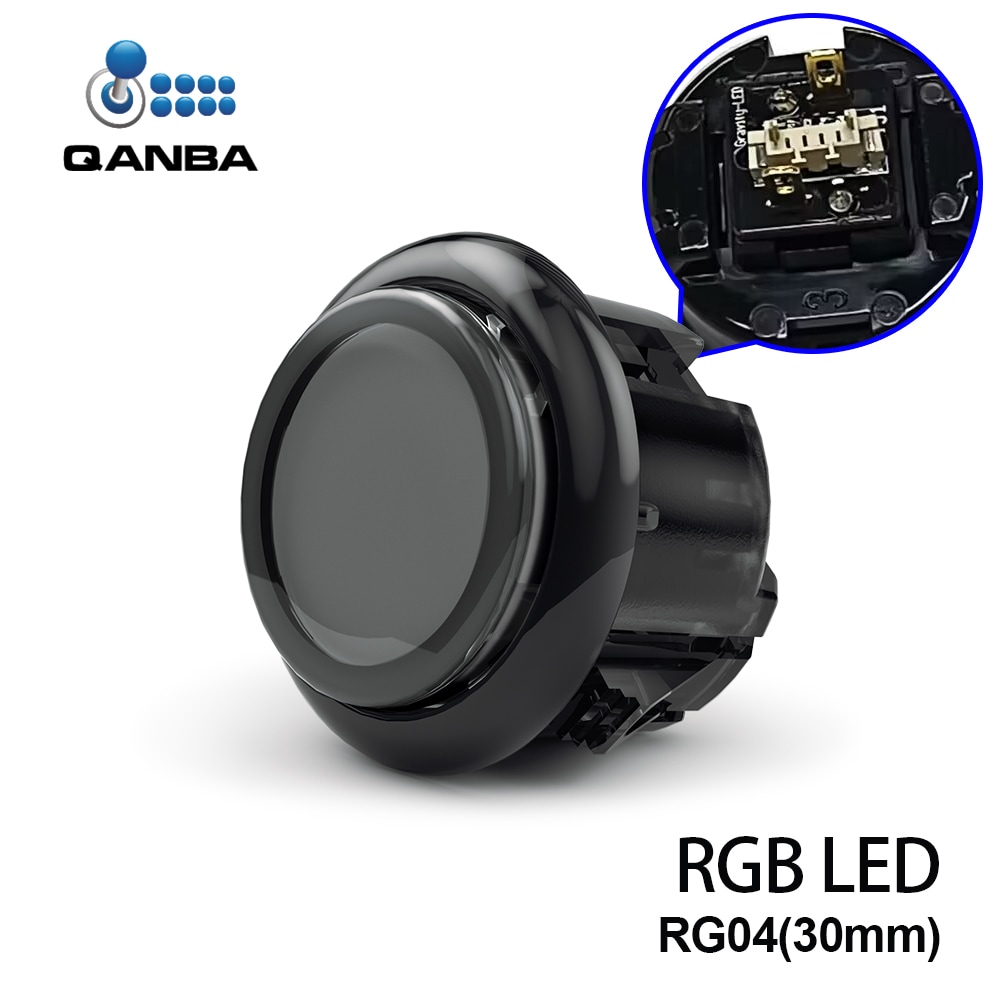 �ڥϥ���߼� LED 30��/24�� ñ�ʡ�Qanba Gravity RGB Glow Mute Button for Q8-GR ������� ����ӥƥ� RGB ȯ�� �Ų� �ᥫ�˥��륹���å� ���������� �ܥ��� 30/24mm Q8-GR ����