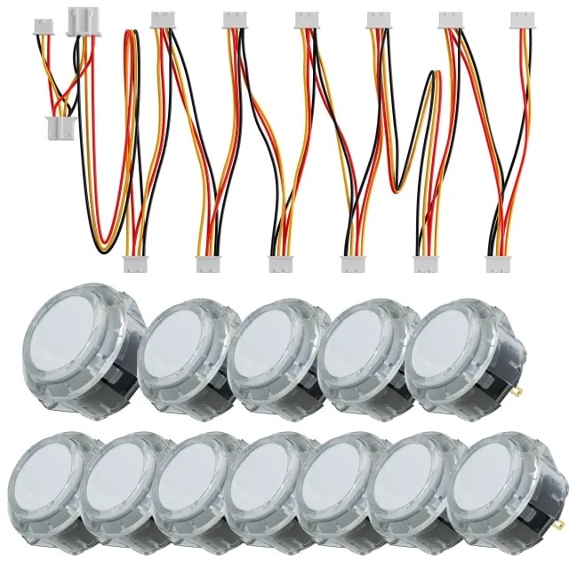 �ڥϥ���߼� RGB LED 30��&24��&LED �����֥� �Х�ɥ륻�åȡ�Qanba Gravity KS RGB LED Illuminated Buttons & LED Cable ������� ����ӥƥ� KS RGB LED �ȸ��� �ᥫ�˥��륹���å� ���������� �ܥ��� 30&24mm&LED �����֥륻�å�